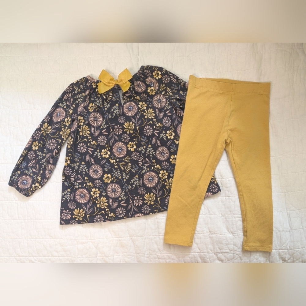 Cynthia Rowley 2 piece set; frock top w/gold leggings, size 18m